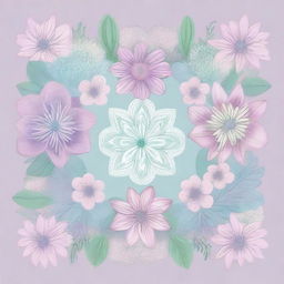 A beautiful mandala art style illustration featuring Australian bush flowers in pastel colors