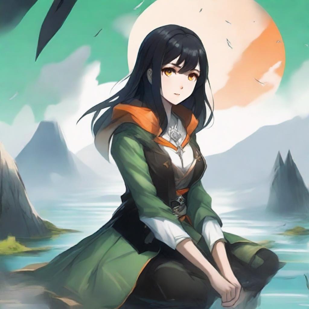 A light novel cover in an anime style featuring a girl with black hair and orange eyes, giving a slight smile