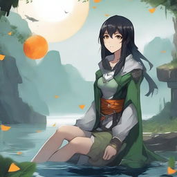 A light novel cover in an anime style featuring a girl with black hair and orange eyes, giving a slight smile