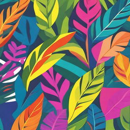 A vibrant and colorful abstract representation of tropical leaves