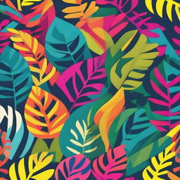 A vibrant and colorful abstract representation of tropical leaves