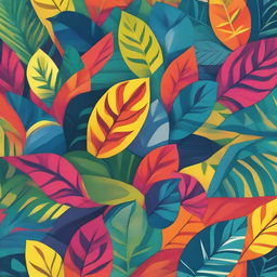 A vibrant and colorful abstract representation of tropical leaves