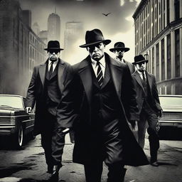 Create a gangster movie poster with a dark and gritty atmosphere