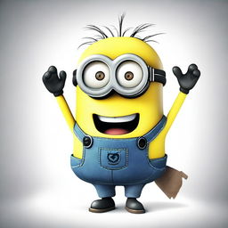 A happy Minion from the Despicable Me series standing and waving its hand