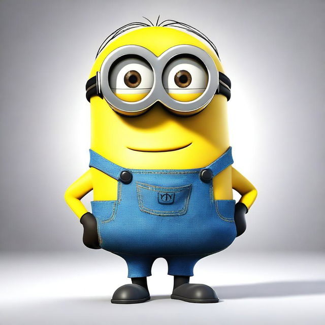 A single Minion from the Despicable Me series standing and smiling