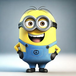 A single Minion from the Despicable Me series standing and smiling