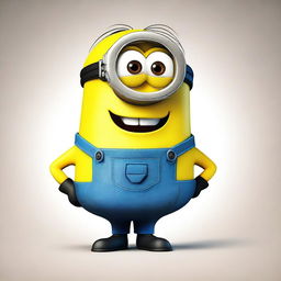 A single Minion from the Despicable Me series standing and smiling