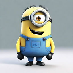 A single Minion from the Despicable Me series standing and smiling