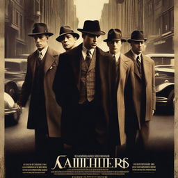 A detailed gangster movie poster featuring 8 people