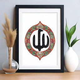 Create an intricate punch needle embroidery featuring the name 'Allah' with an embossed effect on an A4 size frame