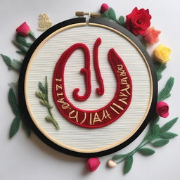 Create a punch needle embroidery with emboss effect featuring the name 'Allah'