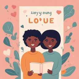 Create a book cover that illustrates the concept of self-love featuring a boy and a girl