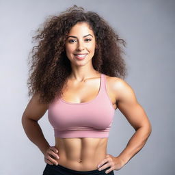 A beautiful Latina woman with athletic build, wearing stylish and form-fitting clothes