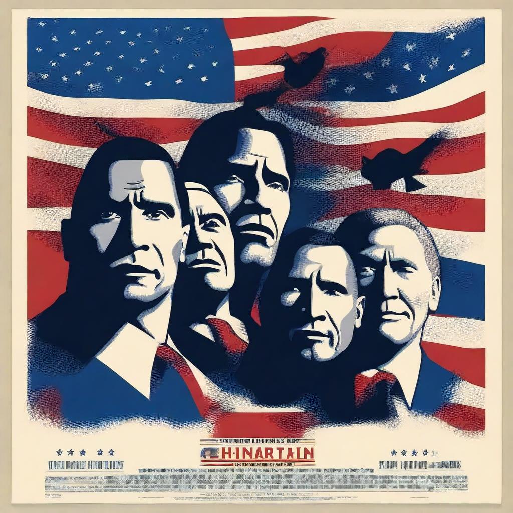 Create a movie poster similar to the 1996 film The Rock, but featuring American presidents