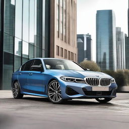 A high-resolution image of a BMW G20 M Sport 330i parked in an urban setting