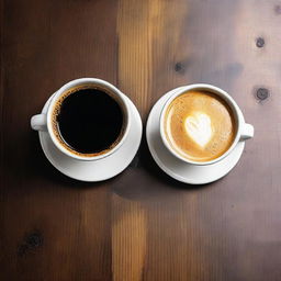 A visually appealing comparison image showing a cup of black coffee next to a cup of coffee with cream