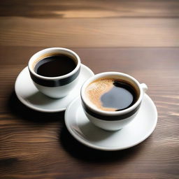 A visually appealing comparison image showing a cup of black coffee next to a cup of coffee with cream