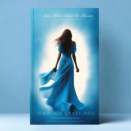 Create a book cover featuring a blue background with a turning page