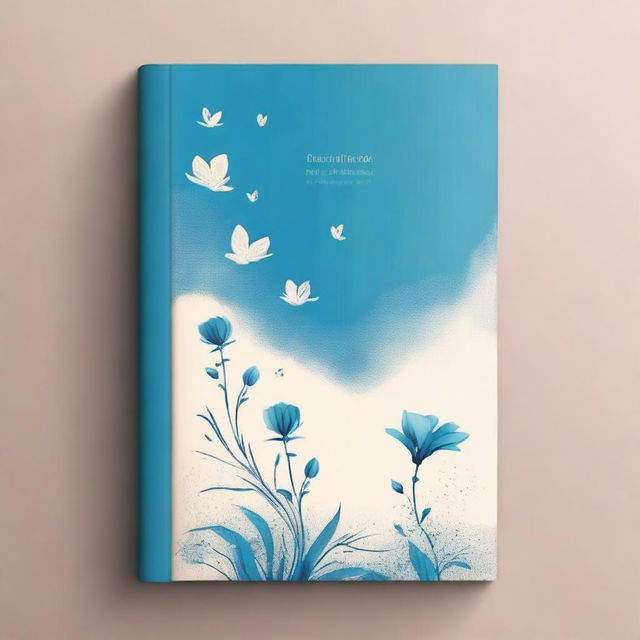 Create a book cover featuring the pages of a blue book with a turning page