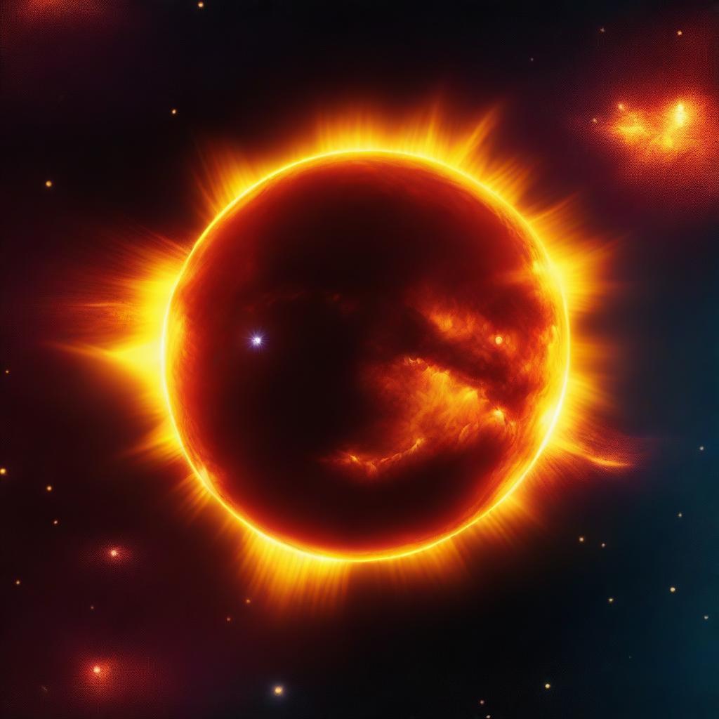 A vibrant and detailed image of the sun, showcasing its bright and fiery surface with sunspots and solar flares