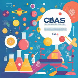 An exciting cover for a science school booklet featuring vibrant colors and engaging imagery