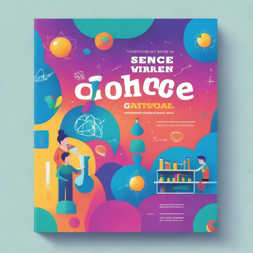 An exciting cover for a science school booklet featuring vibrant colors and engaging imagery