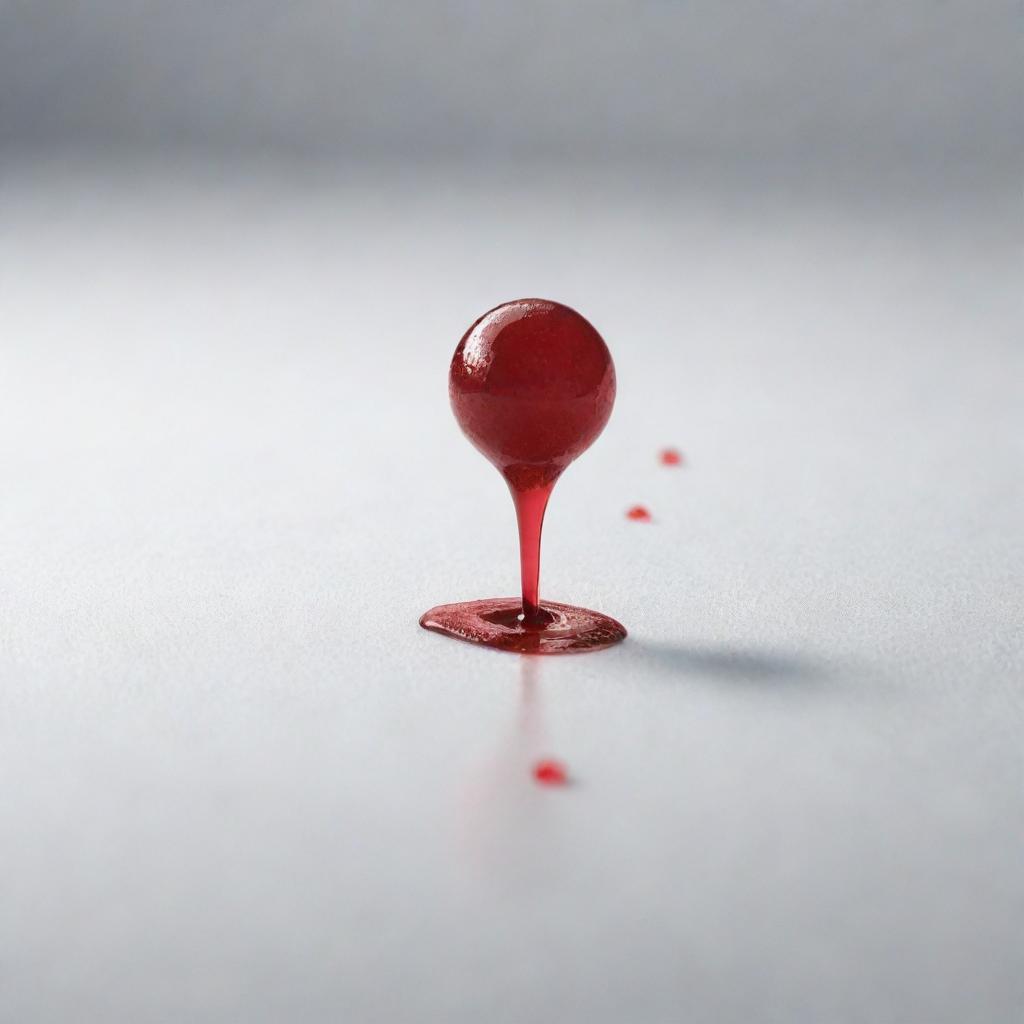 A minimalist, photorealistic logo for DiabetesStopper.com with a red blood droplet being pierced by sugar crystals. The droplet is floating amidst a traffic stop environment.