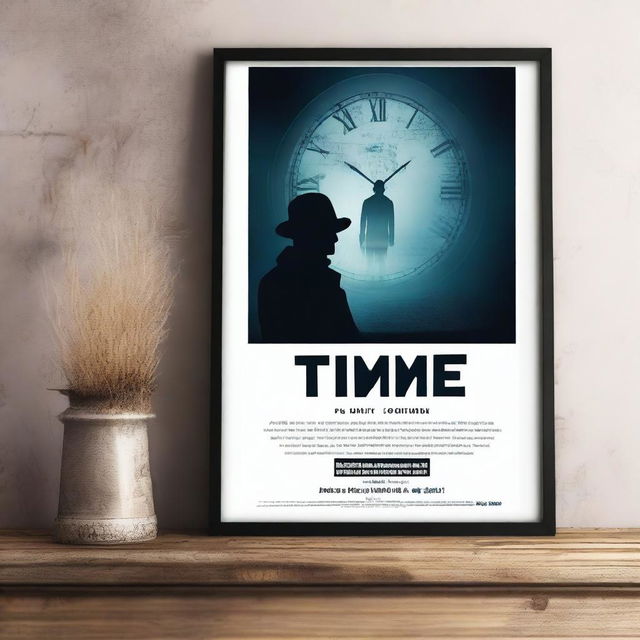 Create a film poster for a mystery thriller titled 'TIME FRAME'