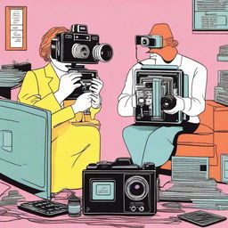 Create an image that captures the essence of 'The Camera Ladies,' a 1997 computer-animated film