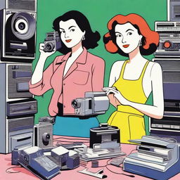 Create an image that captures the essence of 'The Camera Ladies,' a 1997 computer-animated film