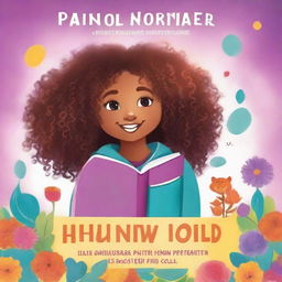 Create a book cover for a children's book featuring a 9-year-old girl with curly hair