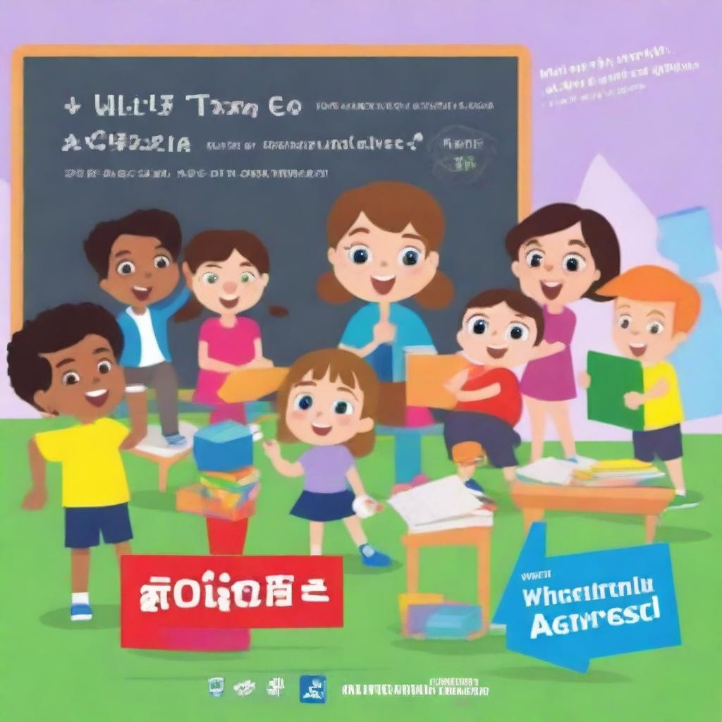 A vibrant and eye-catching advertisement for an English course for kids