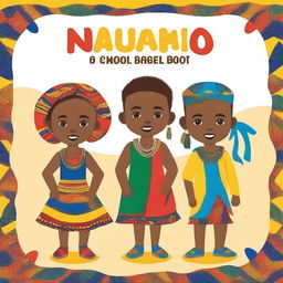 Create a front cover for a Namibian children’s cultural fashion book