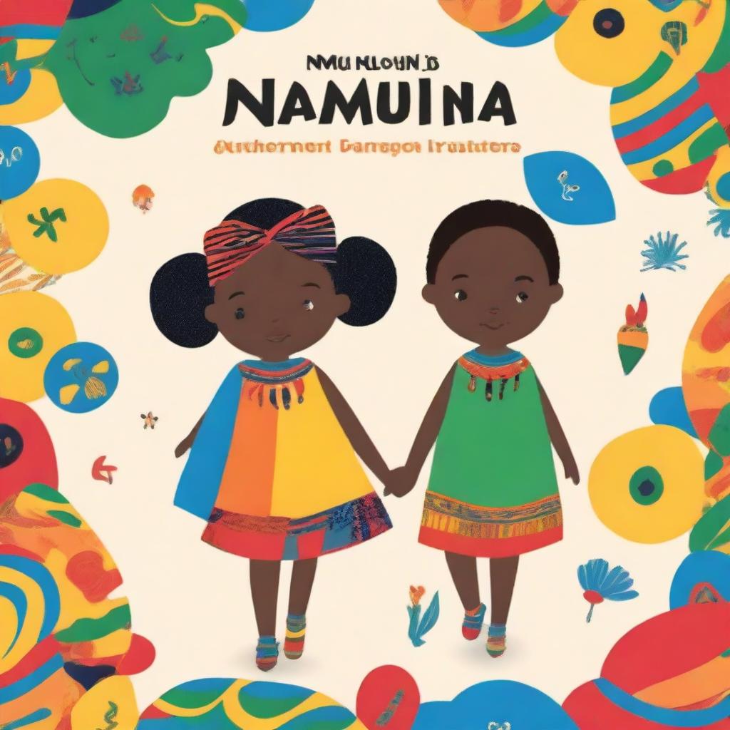 Create a front cover for a Namibian children’s cultural fashion book