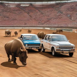 Uma mulher e dois homens estão no autódromo de corrida