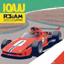 Capa de livro mostrando uma adolescente, seu irmão e o pai no autódromo de corridas de Fórmula 1