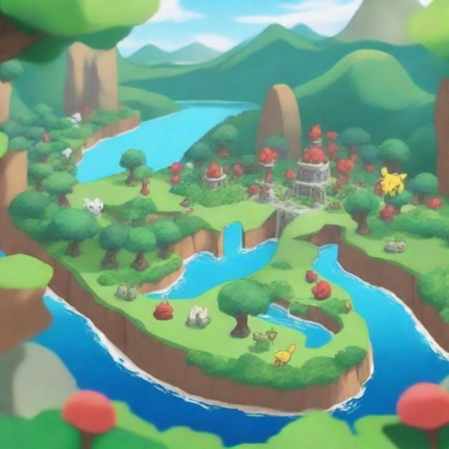 Create an image of a new Pokémon region inspired by Latin America