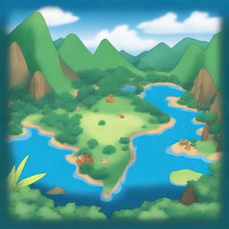 Create an image of a new Pokémon region inspired by Latin America