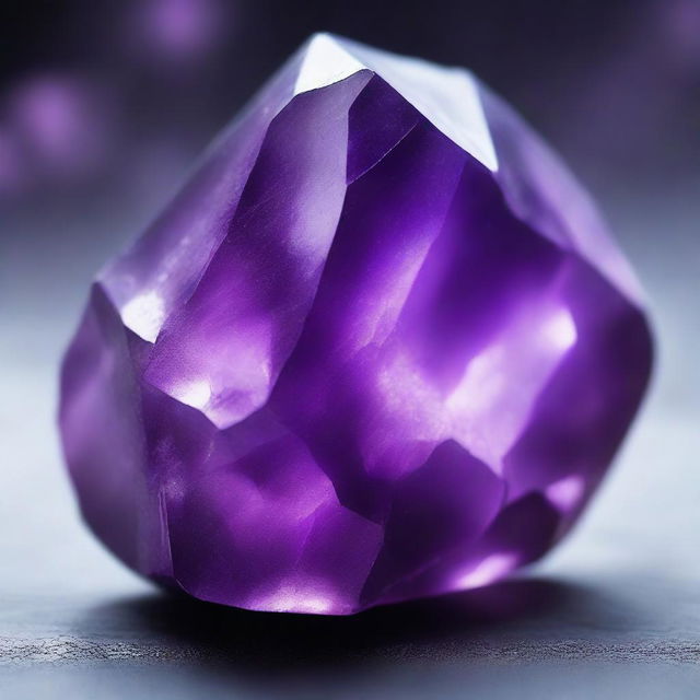 A highly detailed and realistic depiction of an amethyst rock with a focus on its real texture