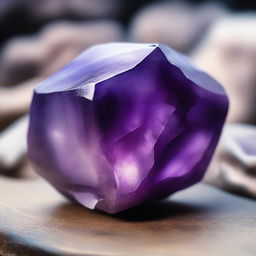 A highly detailed and realistic depiction of an amethyst rock with a focus on its real texture