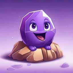 A highly detailed and realistic depiction of an amethyst rock transformed into an even cuter character