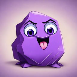 A highly detailed and realistic depiction of an amethyst rock transformed into an even cuter character