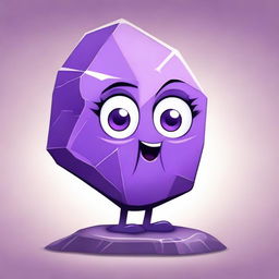 A highly detailed and realistic depiction of an amethyst rock transformed into an even cuter character