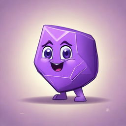 A highly detailed and realistic depiction of an amethyst rock transformed into an even cuter character