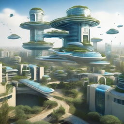 A futuristic sci-fi scene depicting Gaza 50 years into the future