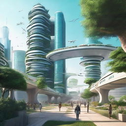 A futuristic sci-fi scene depicting Gaza 50 years into the future