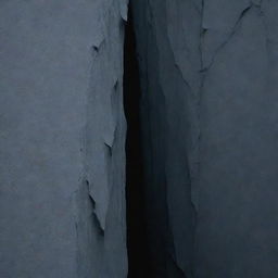 Vertical fracture resembling a deep and narrow chasm, demonstrating sharp and jagged edges in a stark landscape.