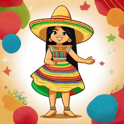 A full body illustration of a cartoon-style female tortilla chip named Chilakelly, who is unmistakably a tortilla chip with chip-like texture, edges, and color