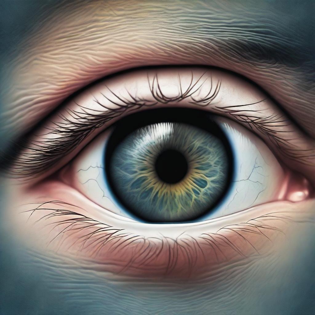 A detailed image of an eye with the full moon as the pupil