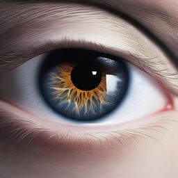 A detailed image of an eye with the full moon as the pupil